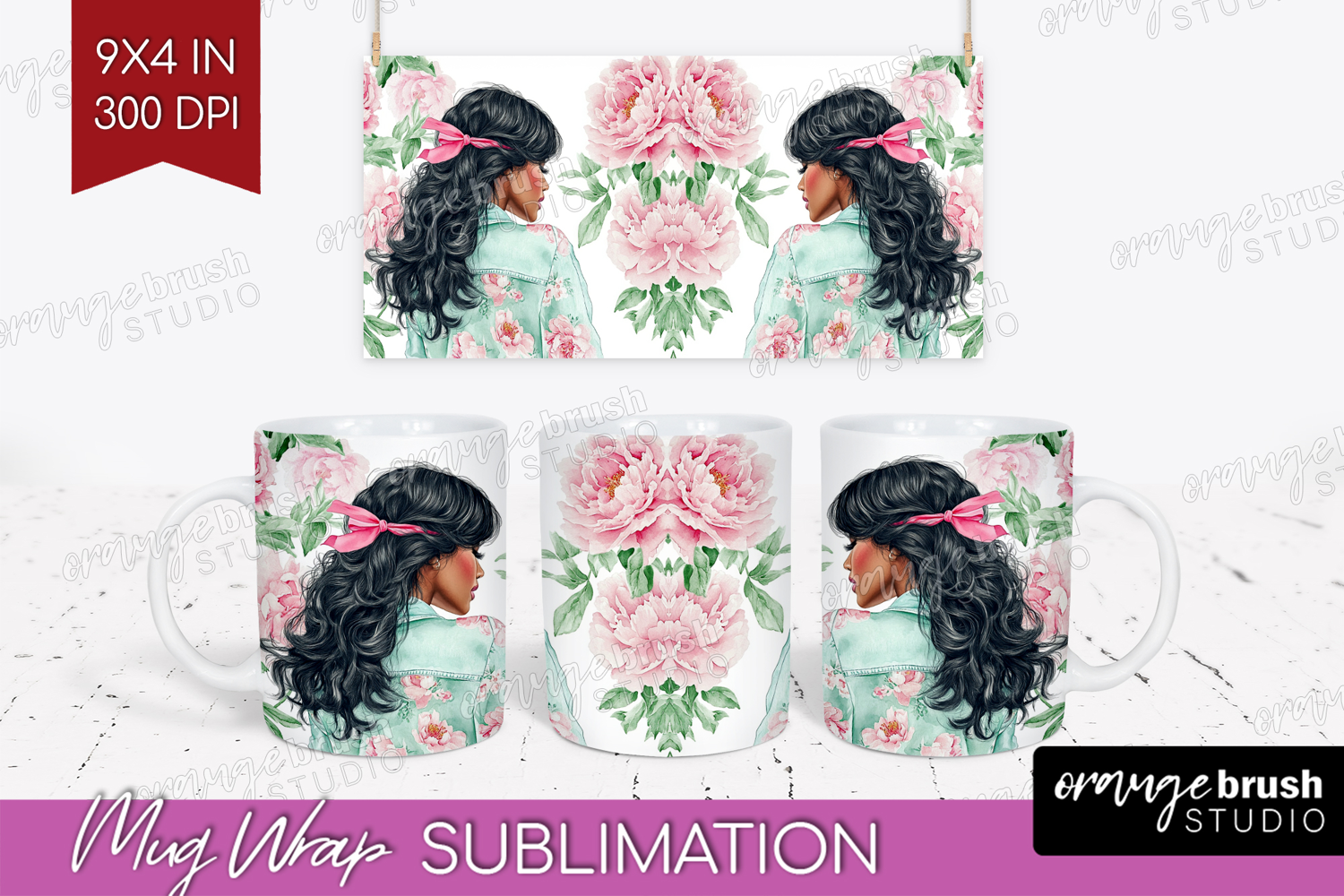 Cottagecore Mug Wrap - Green Coquette Mug PNG Sublimation product image 1