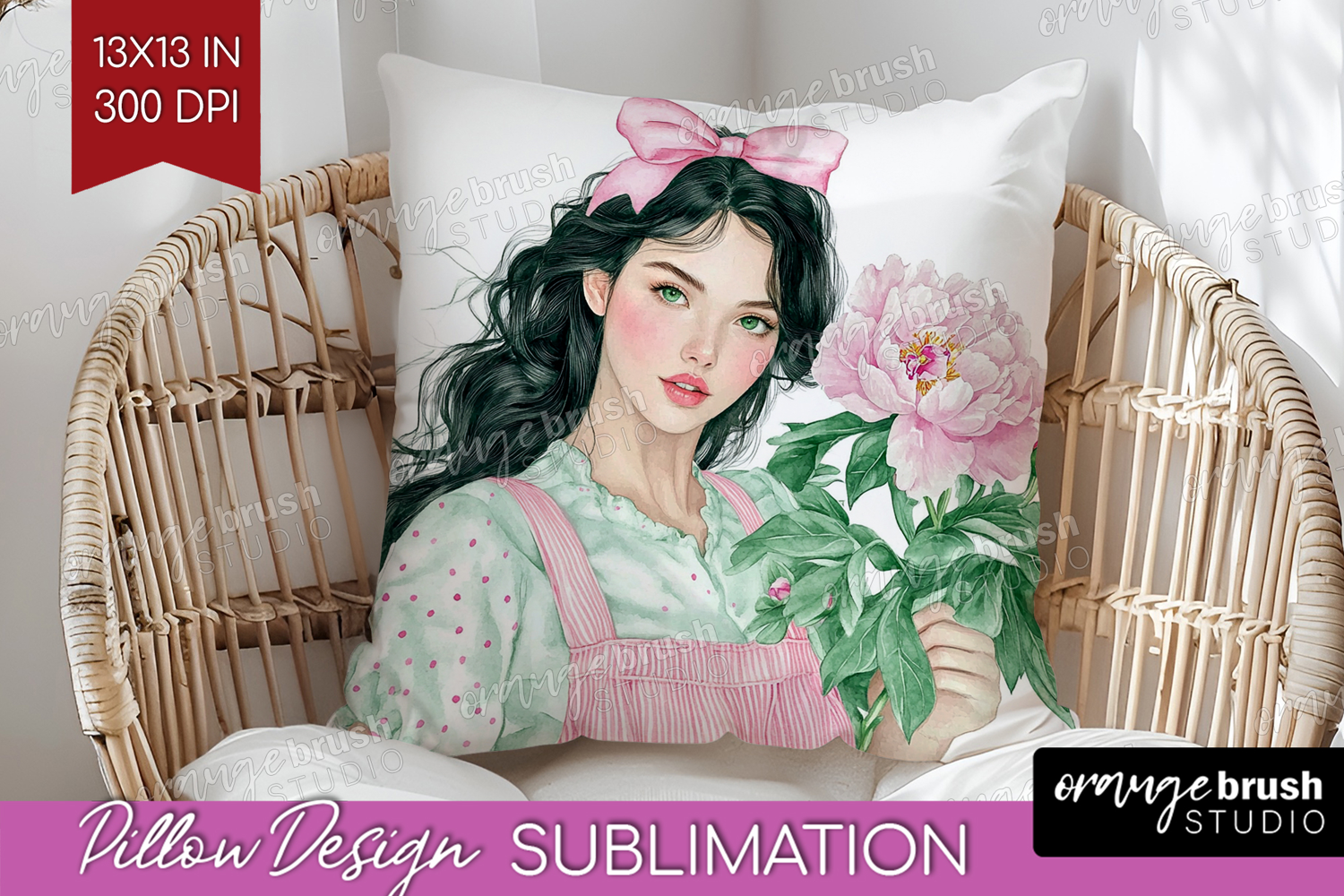 Cottagecore Pillow Sublimation - Green Coquette Pillow PNG product image 1