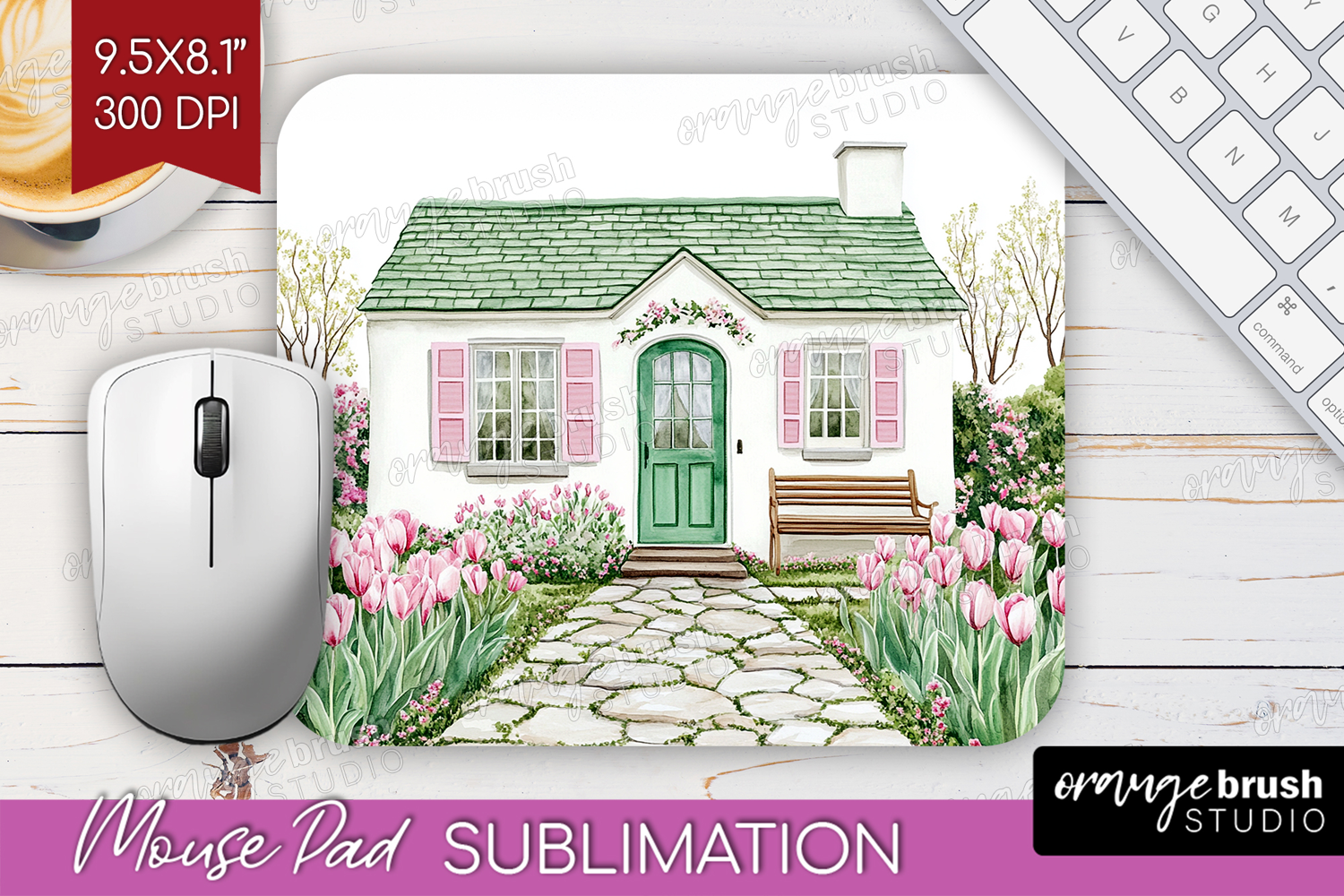 Cottagecore Mouse Pad Sublimation - Green Coquette Mousepad product image 1