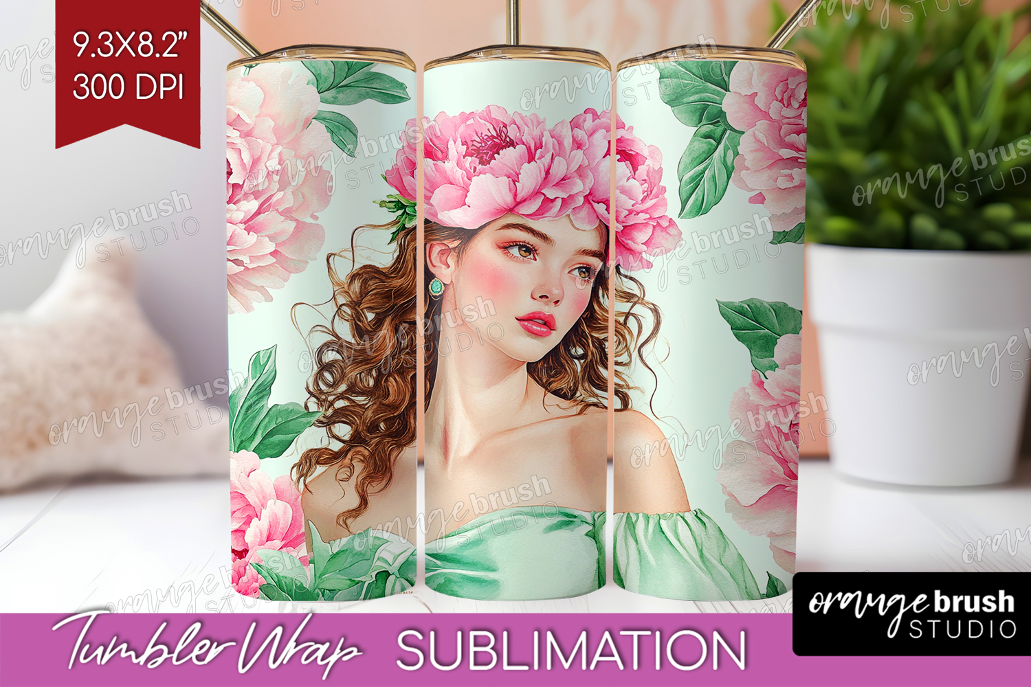 Cottagecore Tumbler Wrap - Green Coquette Tumbler PNG product image 1