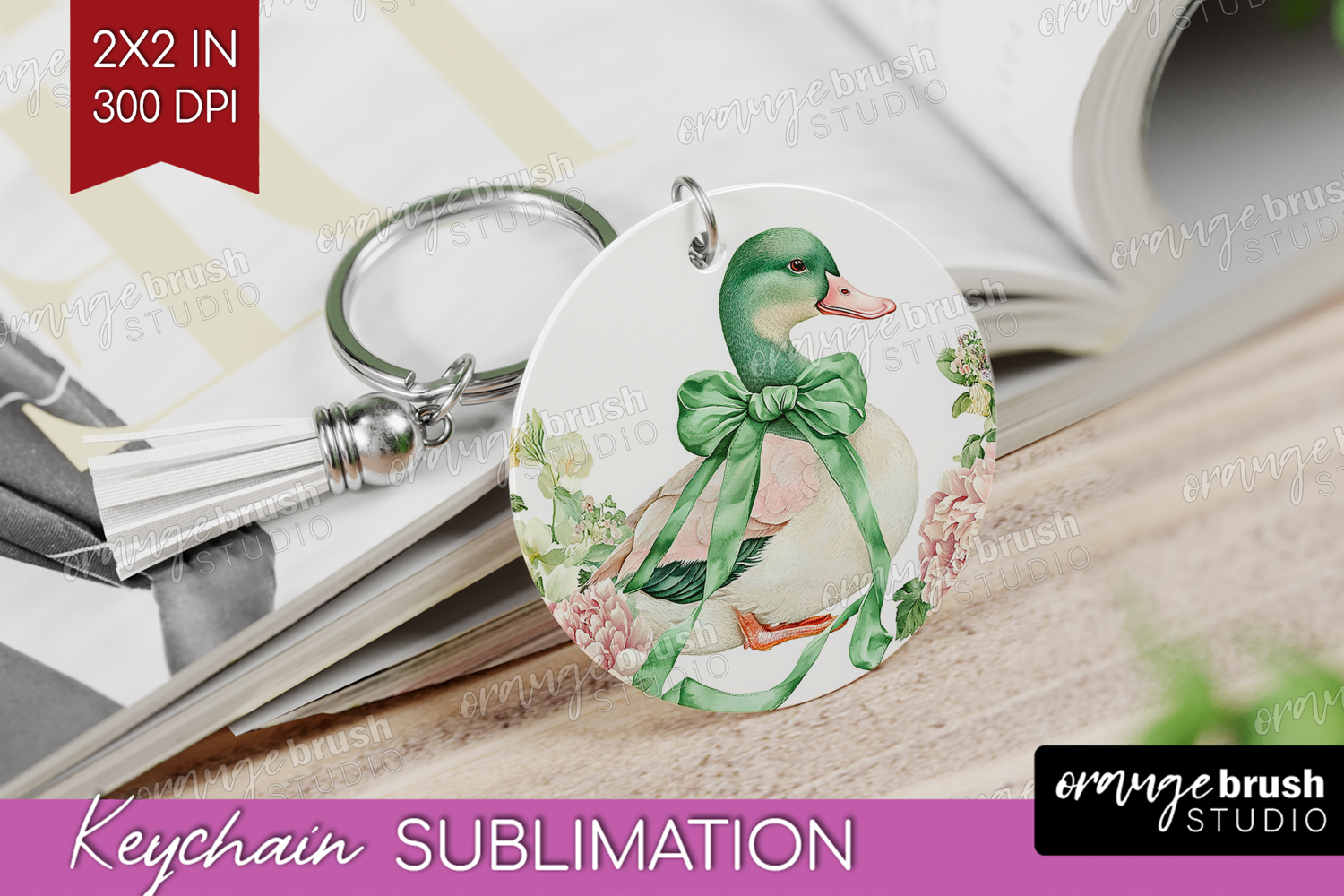 Cottagecore Keychain PNG - Green Coquette Keychain product image 1
