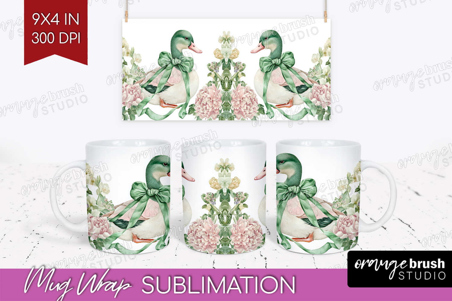 Cottagecore Mug Wrap - Green Coquette Mug PNG Sublimation product image 1