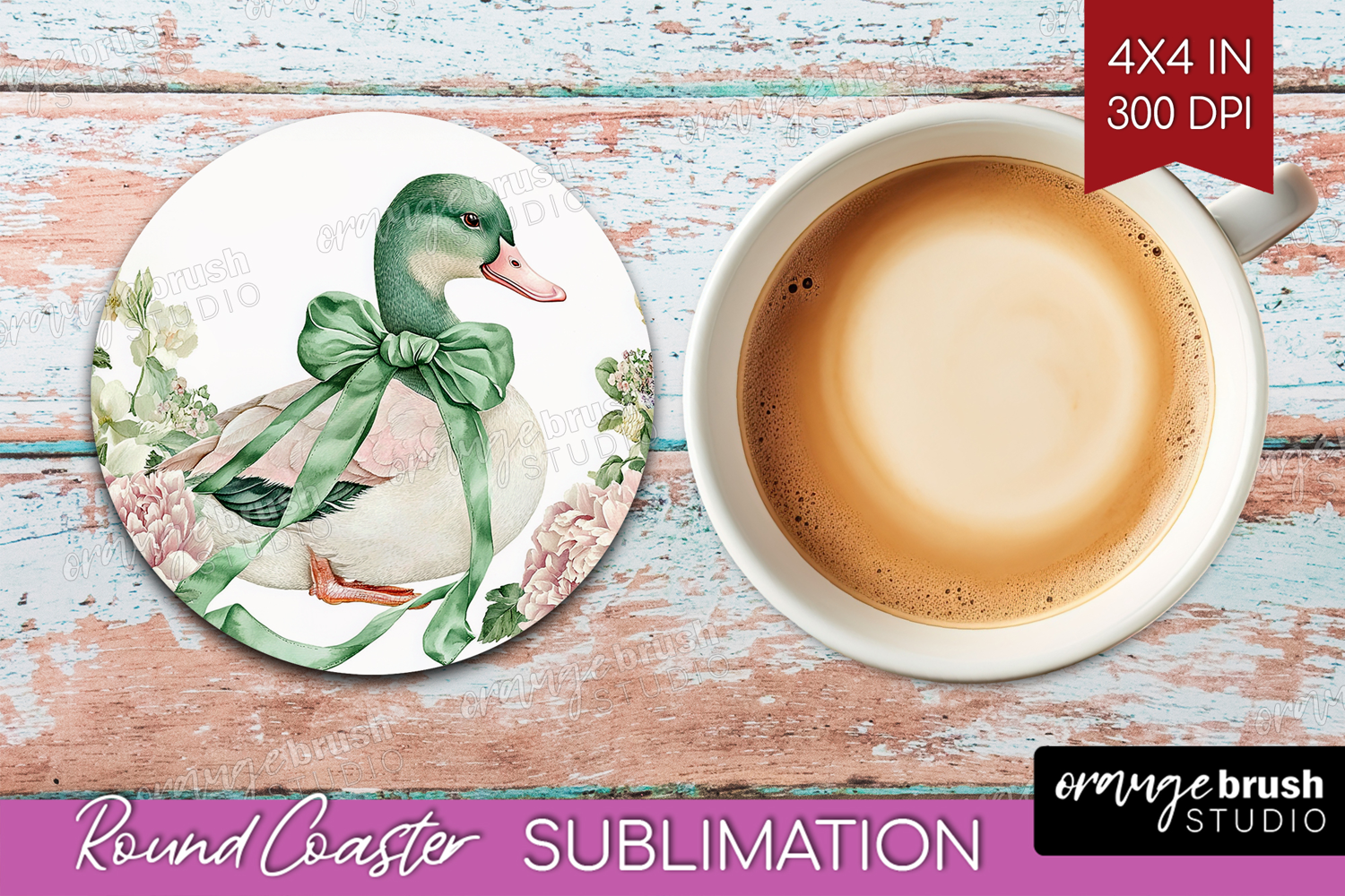 Cottagecore Round Coaster - Green Coquette Coaster PNG product image 1