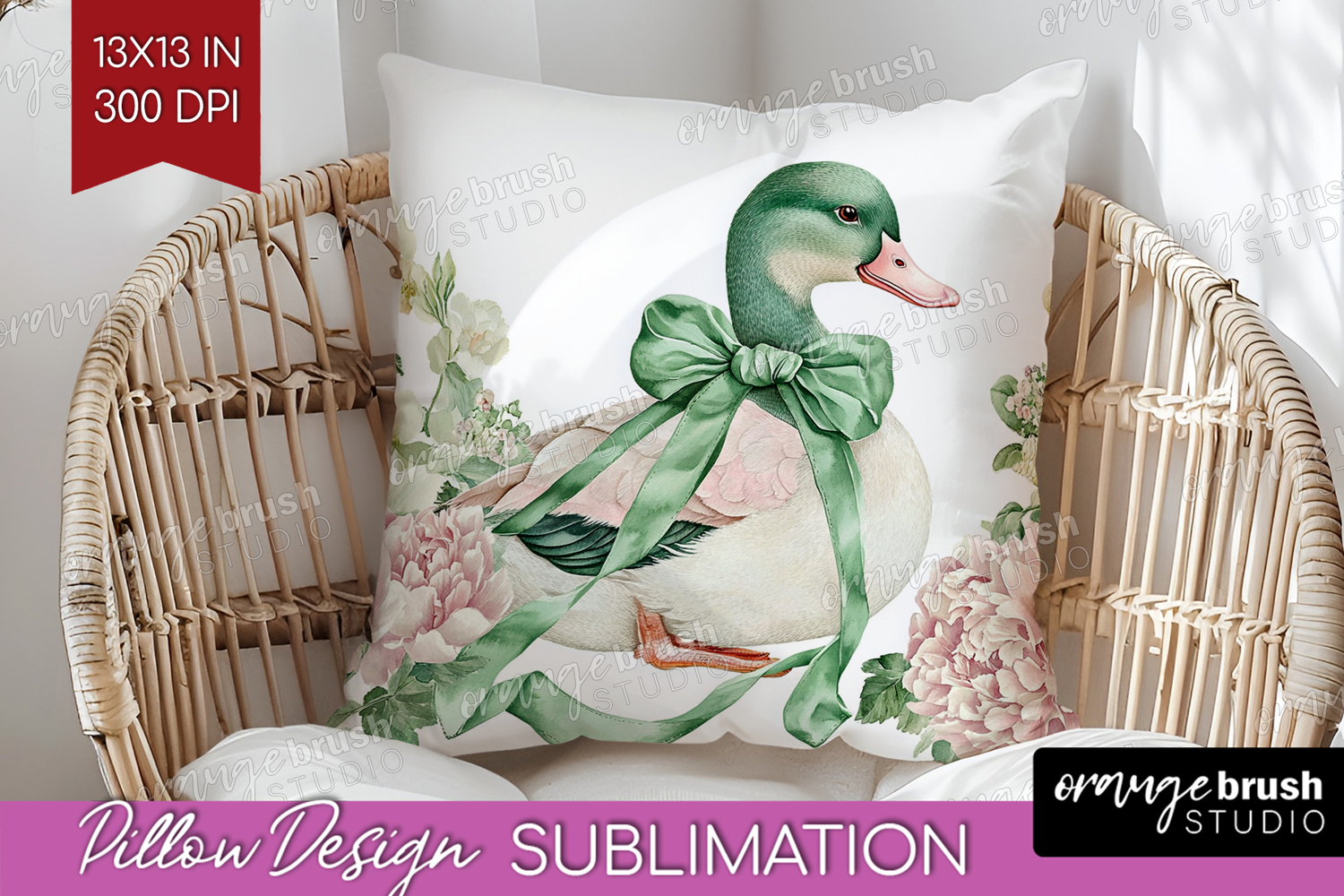 Cottagecore Pillow Sublimation - Green Coquette Pillow PNG product image 1