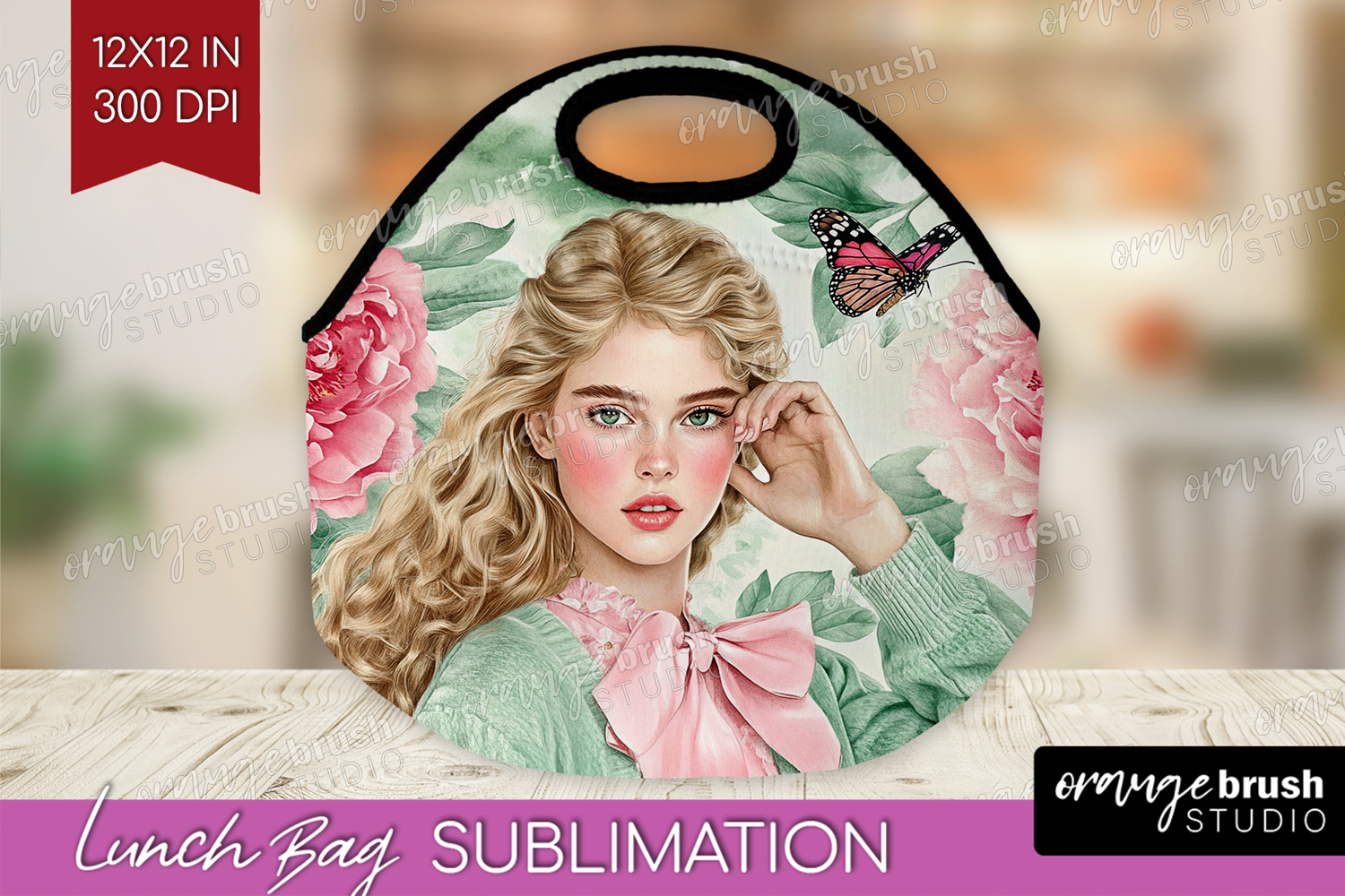 Cottagecore Lunch Bag - Green Coquette Lunch Bug PNG product image 1