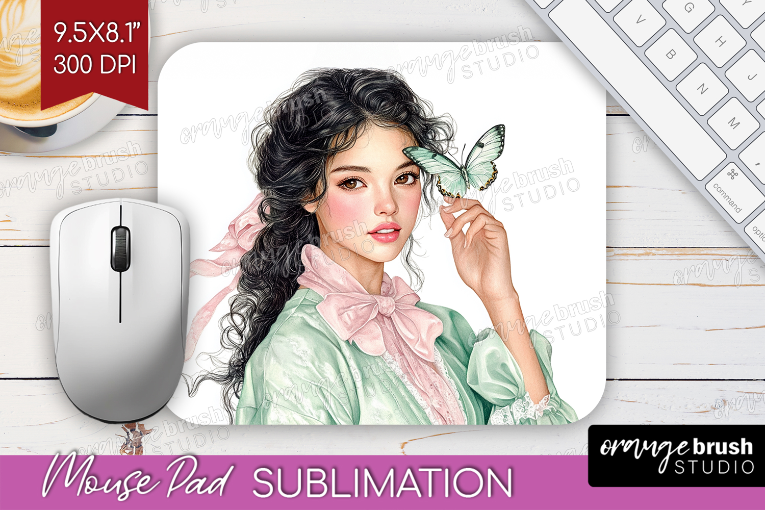 Cottagecore Mouse Pad Sublimation - Green Coquette Mousepad product image 1