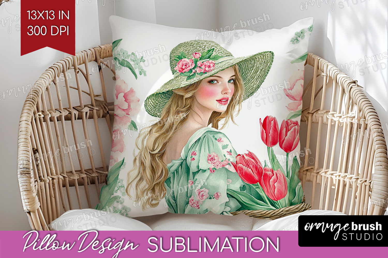 Cottagecore Pillow Sublimation - Green Coquette Pillow PNG product image 1