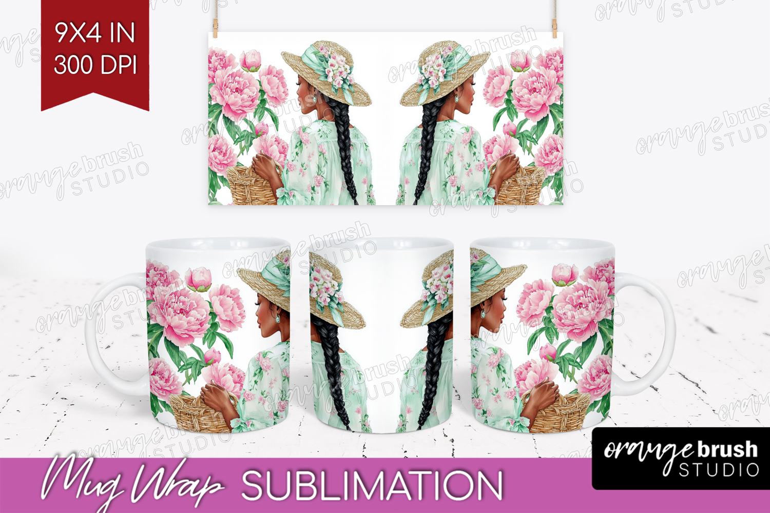 Cottagecore Mug Wrap - Green Coquette Mug PNG Sublimation product image 1
