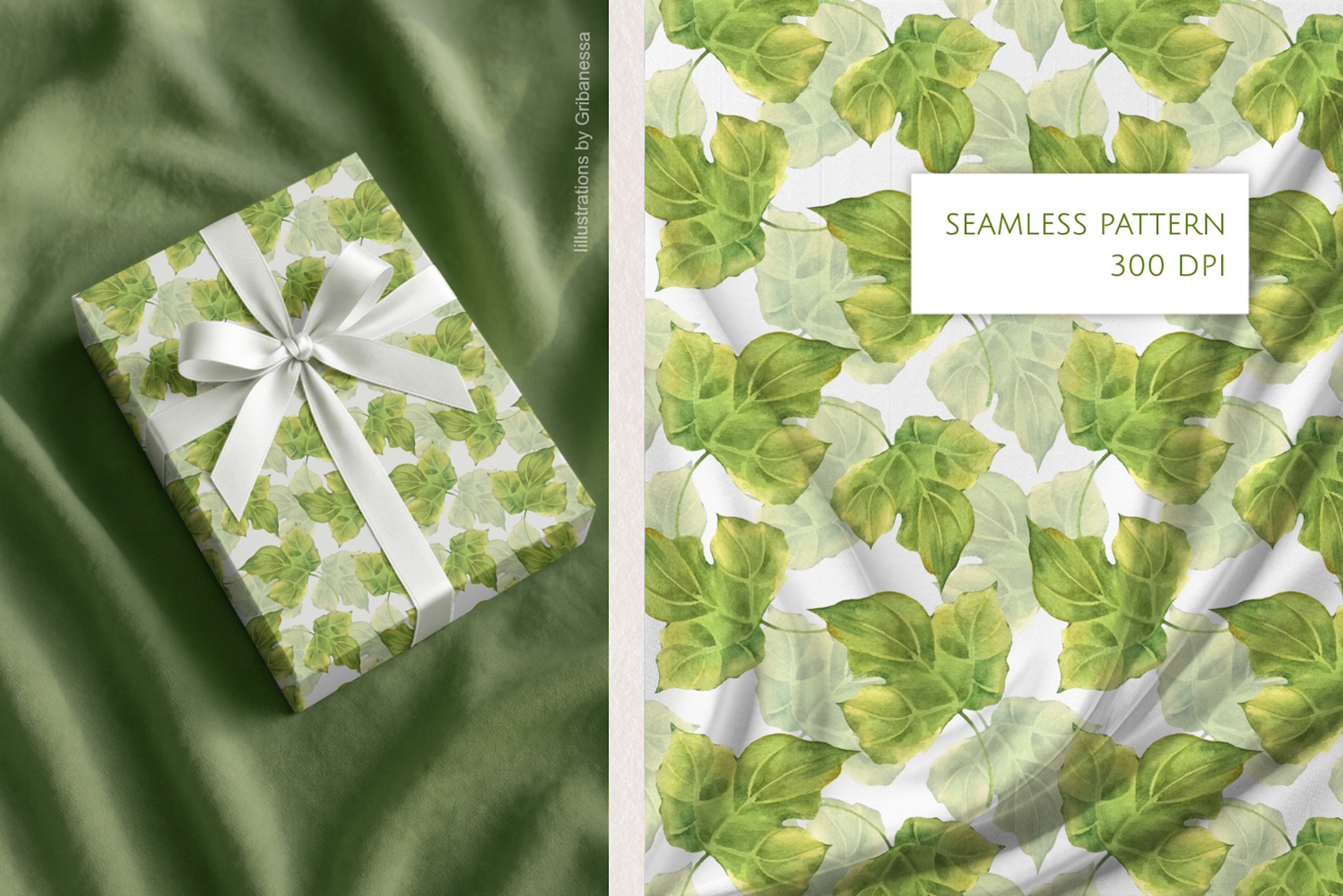 Green Ivy Leaves Watercolor Seamless Pattern product image 1