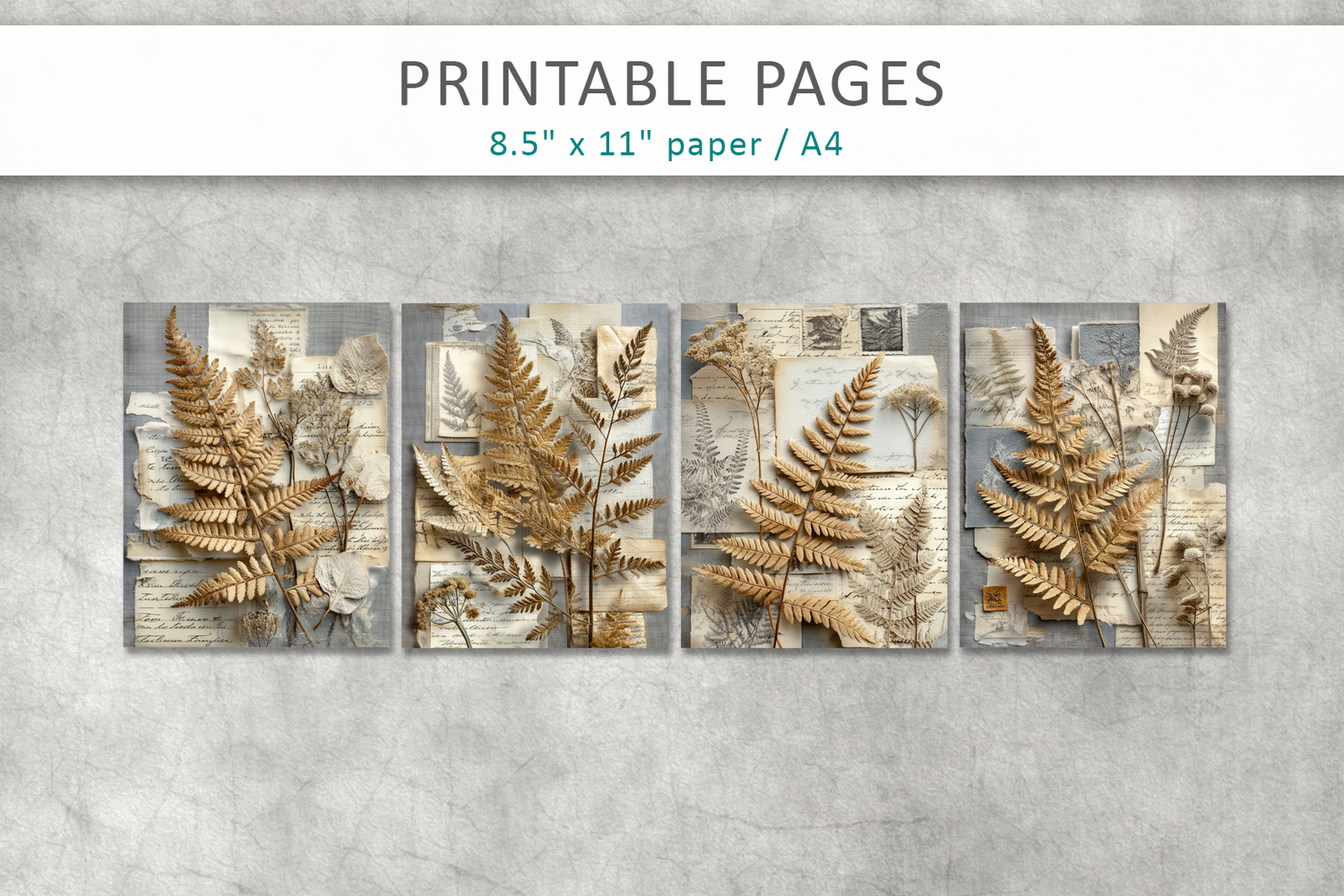 vintage botanical junk journal pages, scrapbook papers product image 1