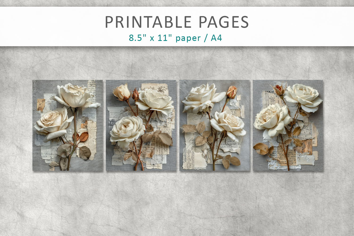 vintage floral ephemera pages, scrapbook papers product image 1
