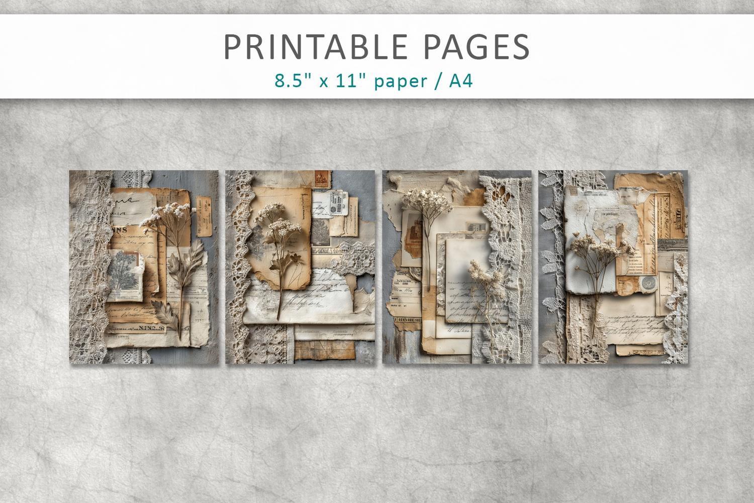 aged paper botanical junk journal pages product image 1