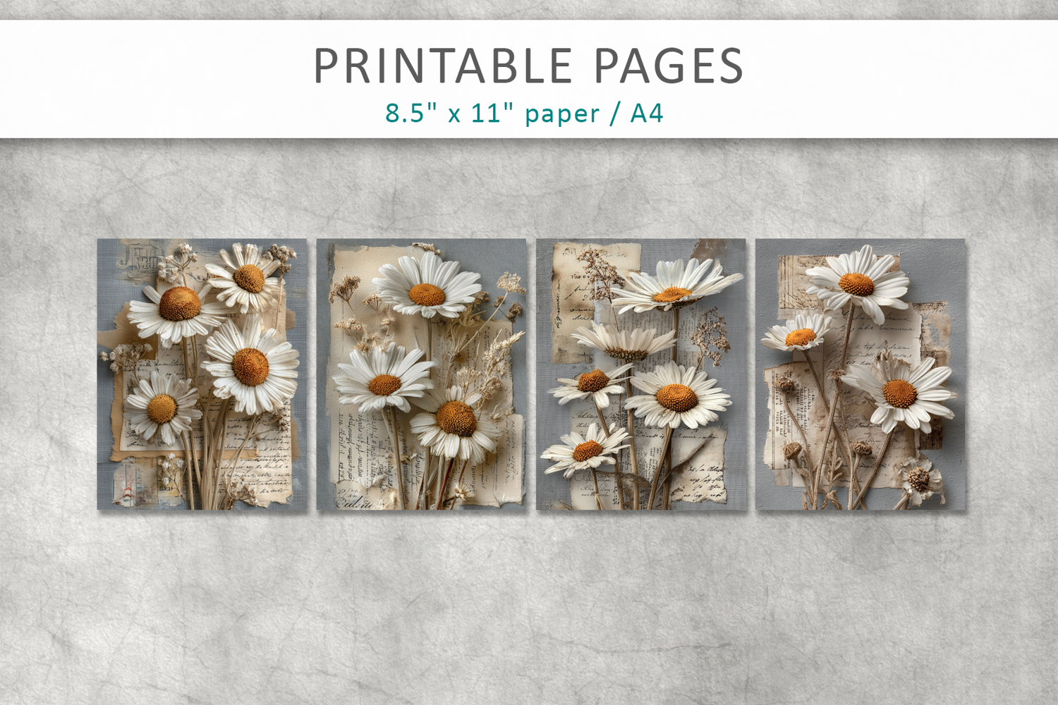 aged paper botanical junk journal pages, vintage collage product image 1