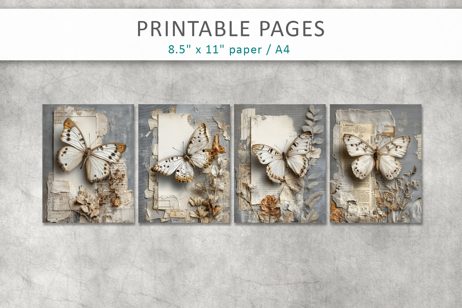 vintage junk journal pages, mixed media paper product image 1