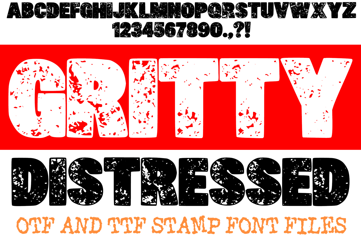 Gritty Distressed Stamp Font - Bold, Rustic Textured Display OTF by Squeeb Creative