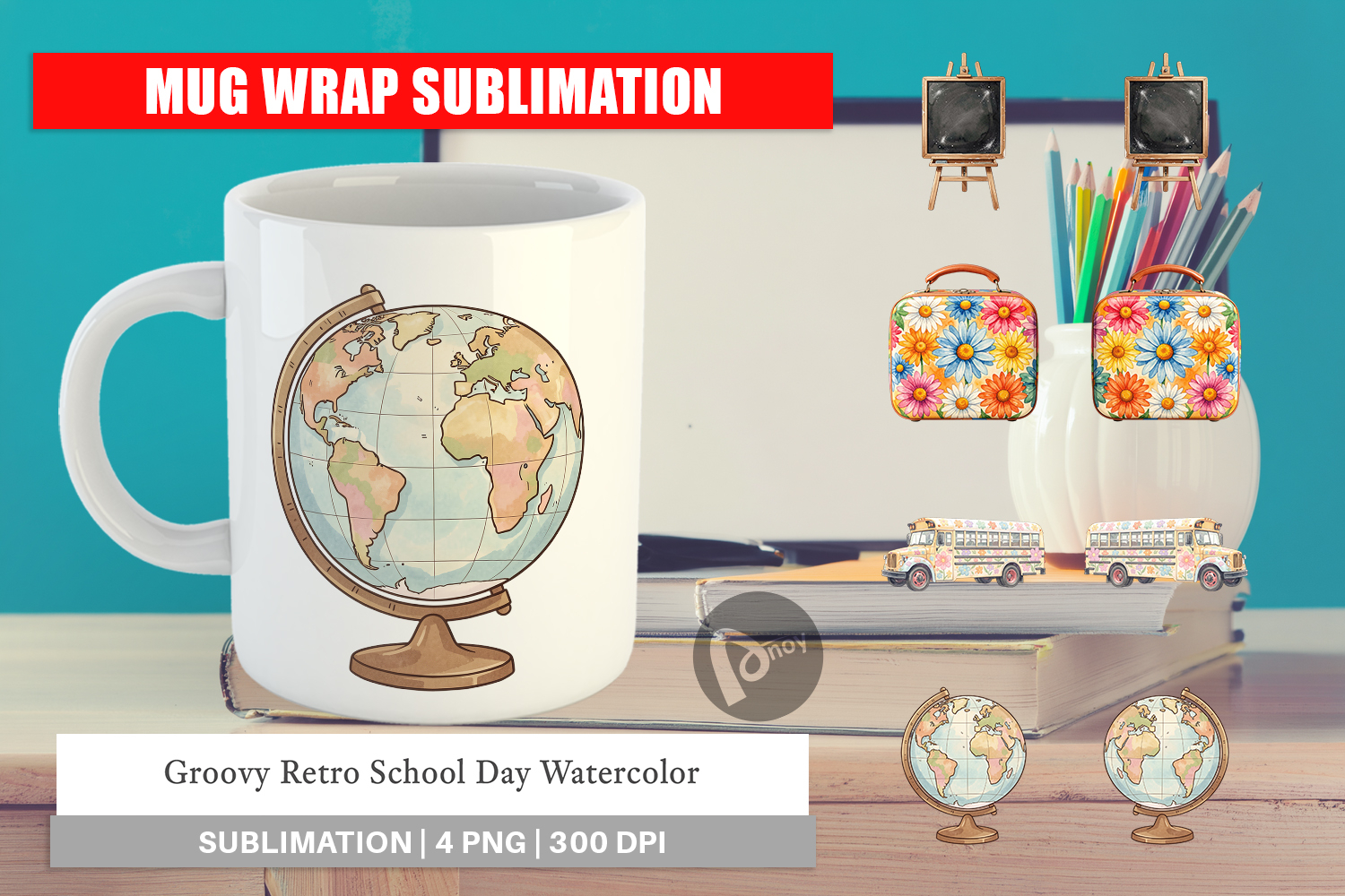 Groovy Retro School Day Mug Wrap product image 1
