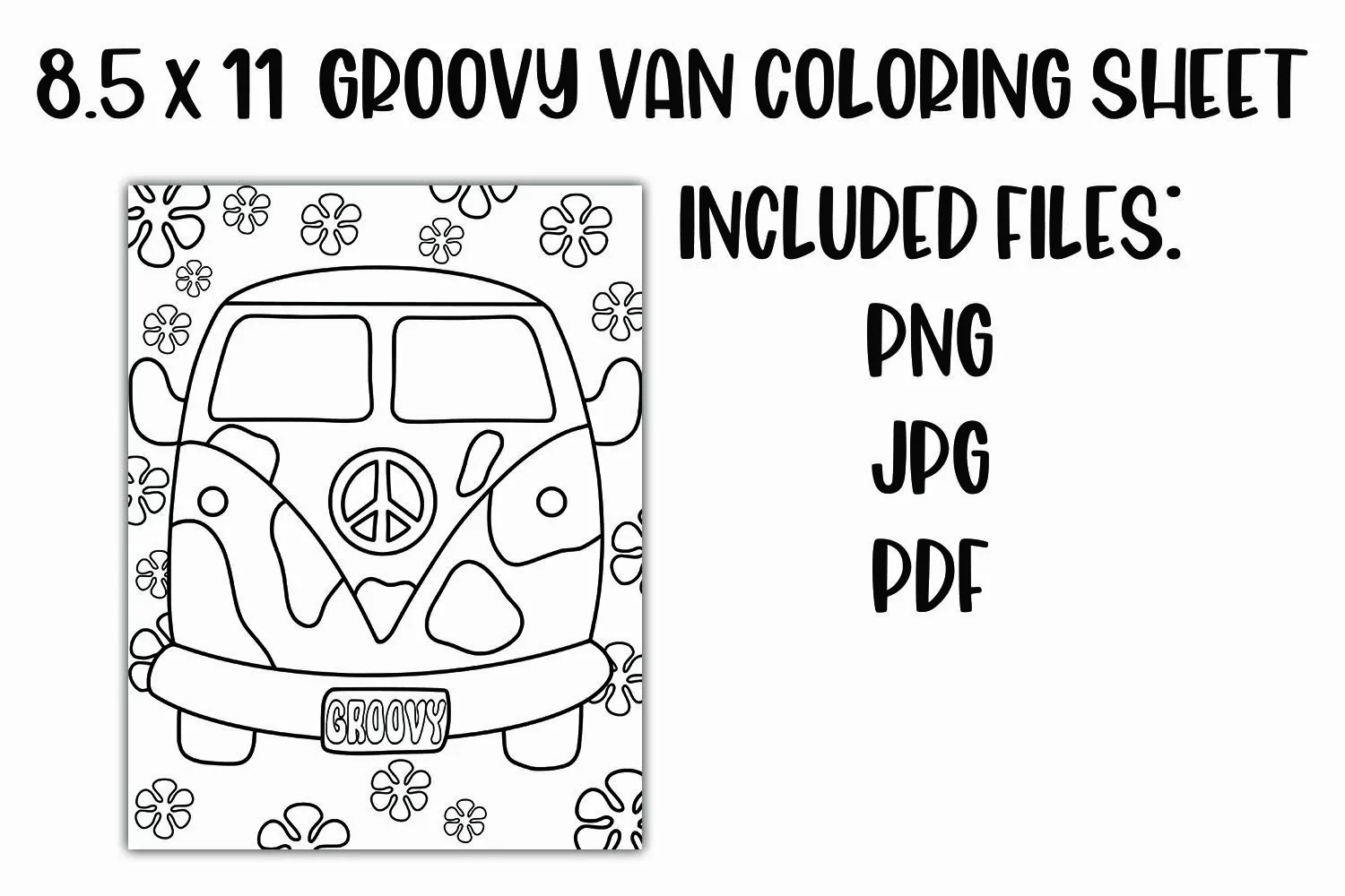 Groovy Van Retro Coloring Sheet product image 1
