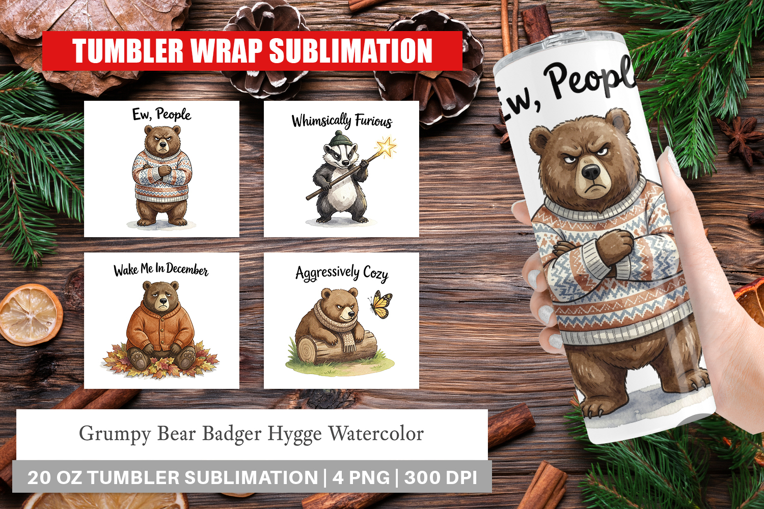 Grumpy Bear Badger Hygge Tumbler product image 1