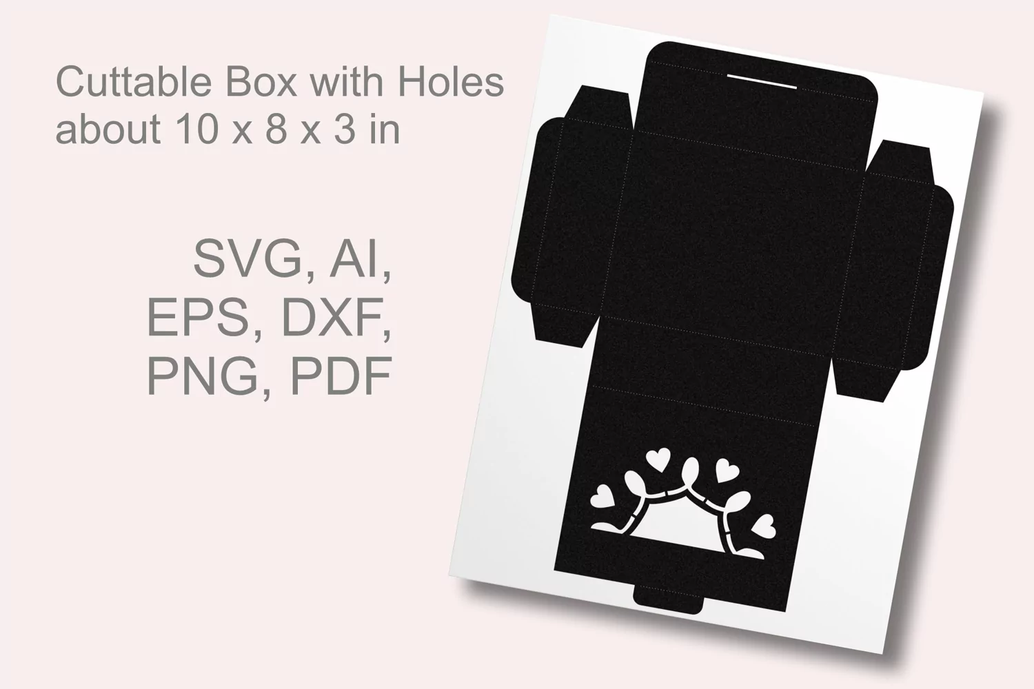 Half Octagonal Window with Hearts Right Angled Gift Box SVG