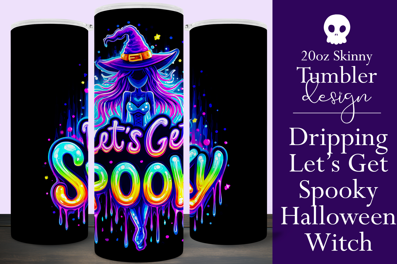 Halloween Tumbler Wrap, Let's Get Spooky Witch Tumbler, t132 product image 1