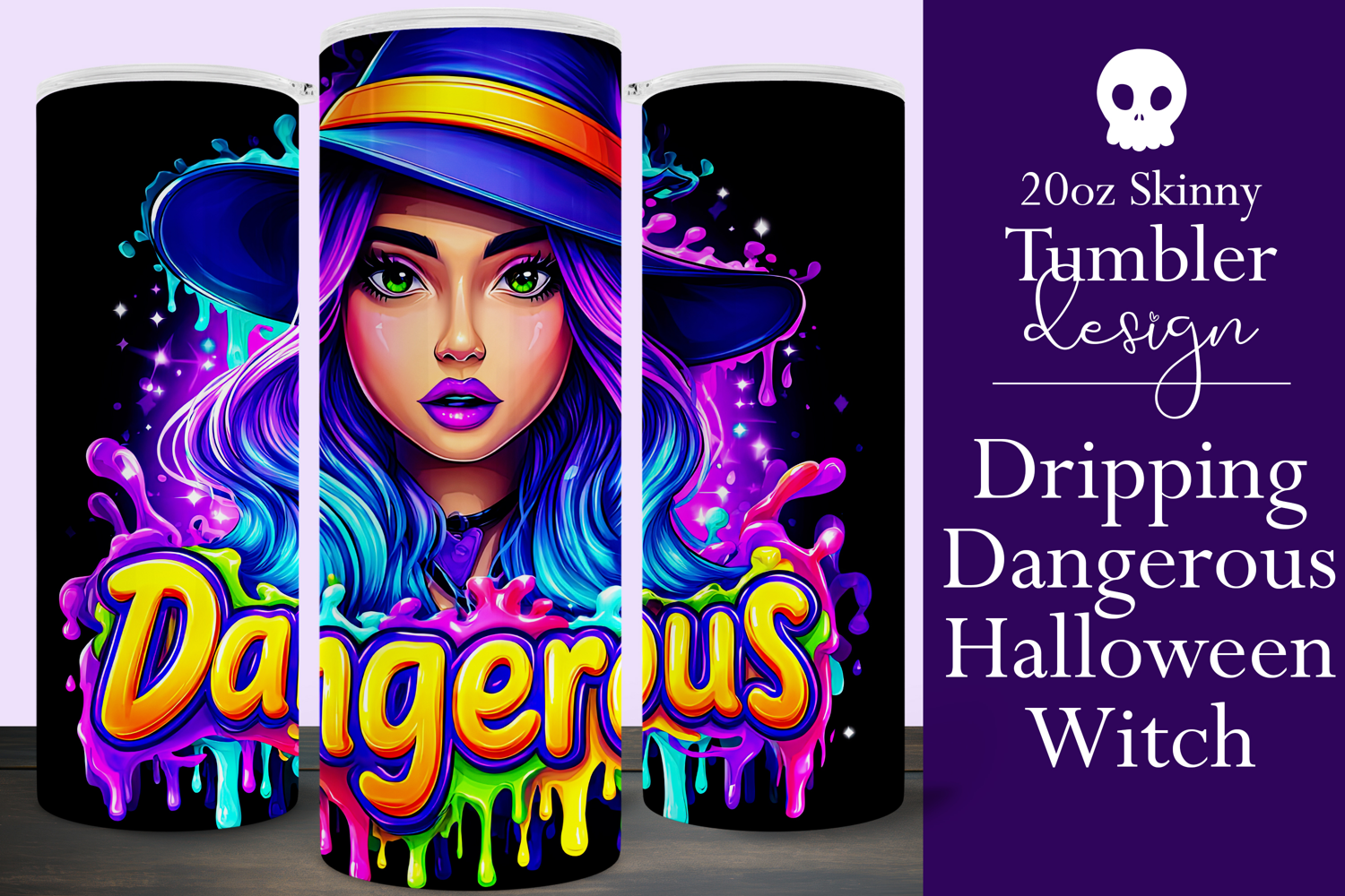 Halloween Tumbler Wrap, Dangerous Halloween Witch Wrap, t143 product image 1