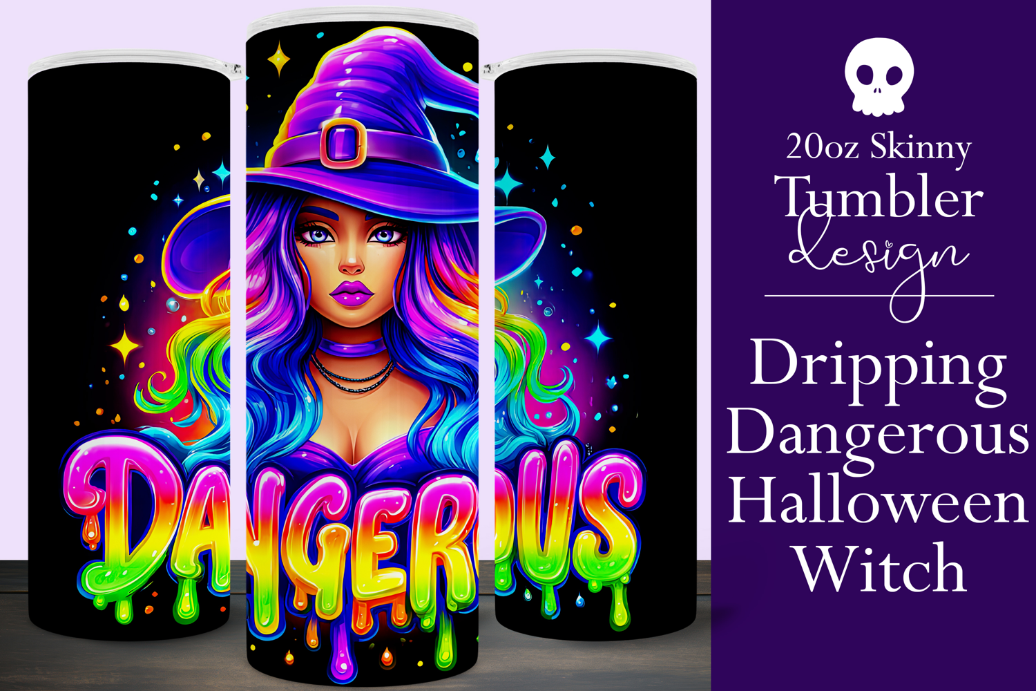 Halloween Tumbler Wrap, Dangerous Halloween Witch Wrap, t151 product image 1