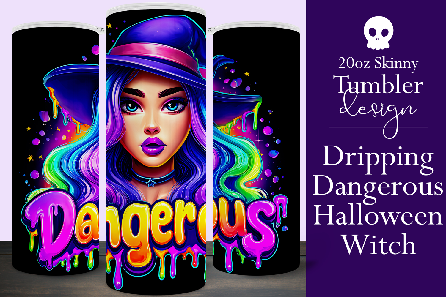 Halloween Tumbler Wrap, Dangerous Halloween Witch Wrap, t154 product image 1