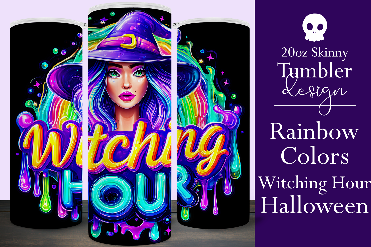 Halloween Tumbler Wrap, Colorful Witch Tumbler Wrap, t16 product image 1