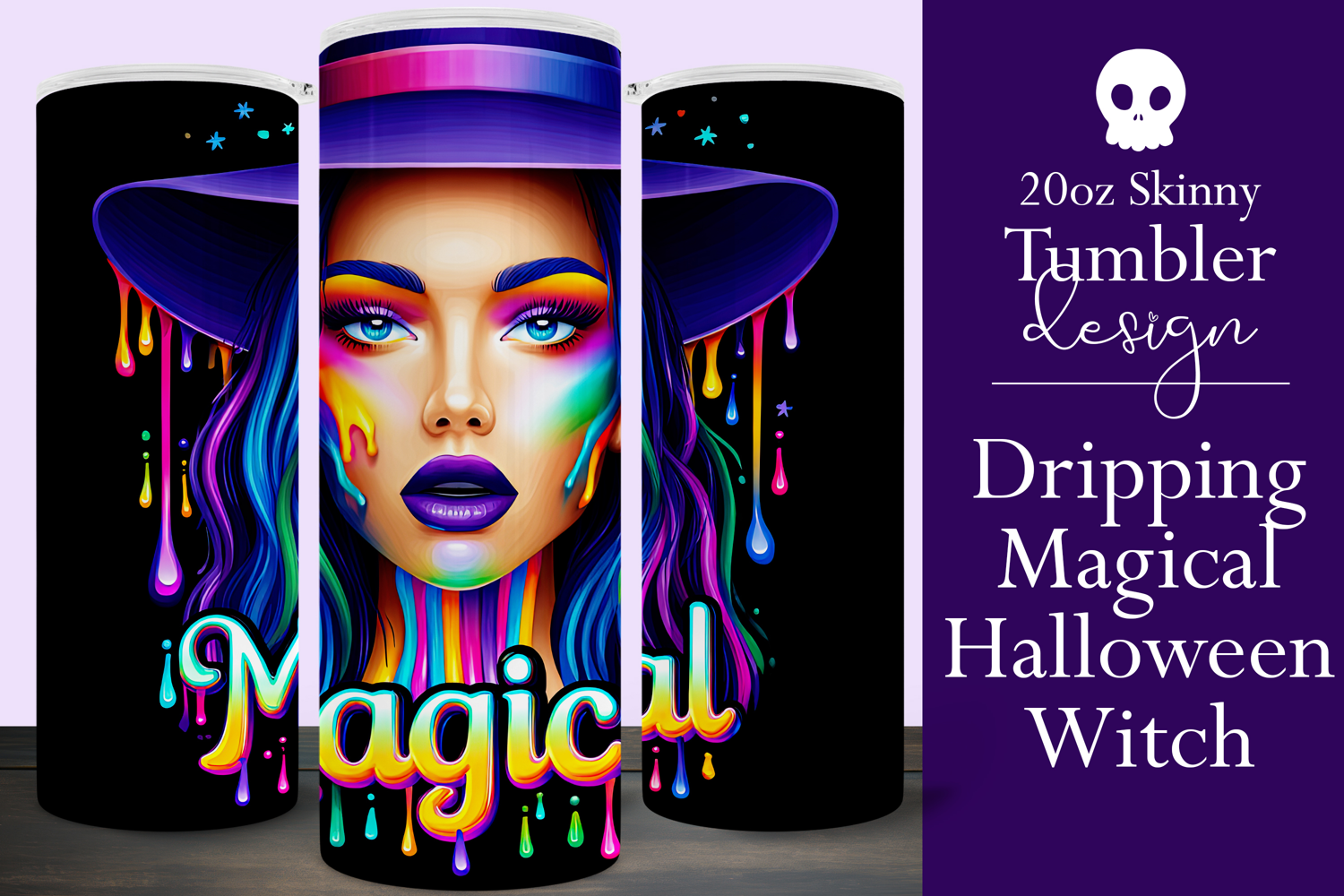 Halloween Tumbler Wrap, Magical Halloween Witch Wrap, t173 product image 1