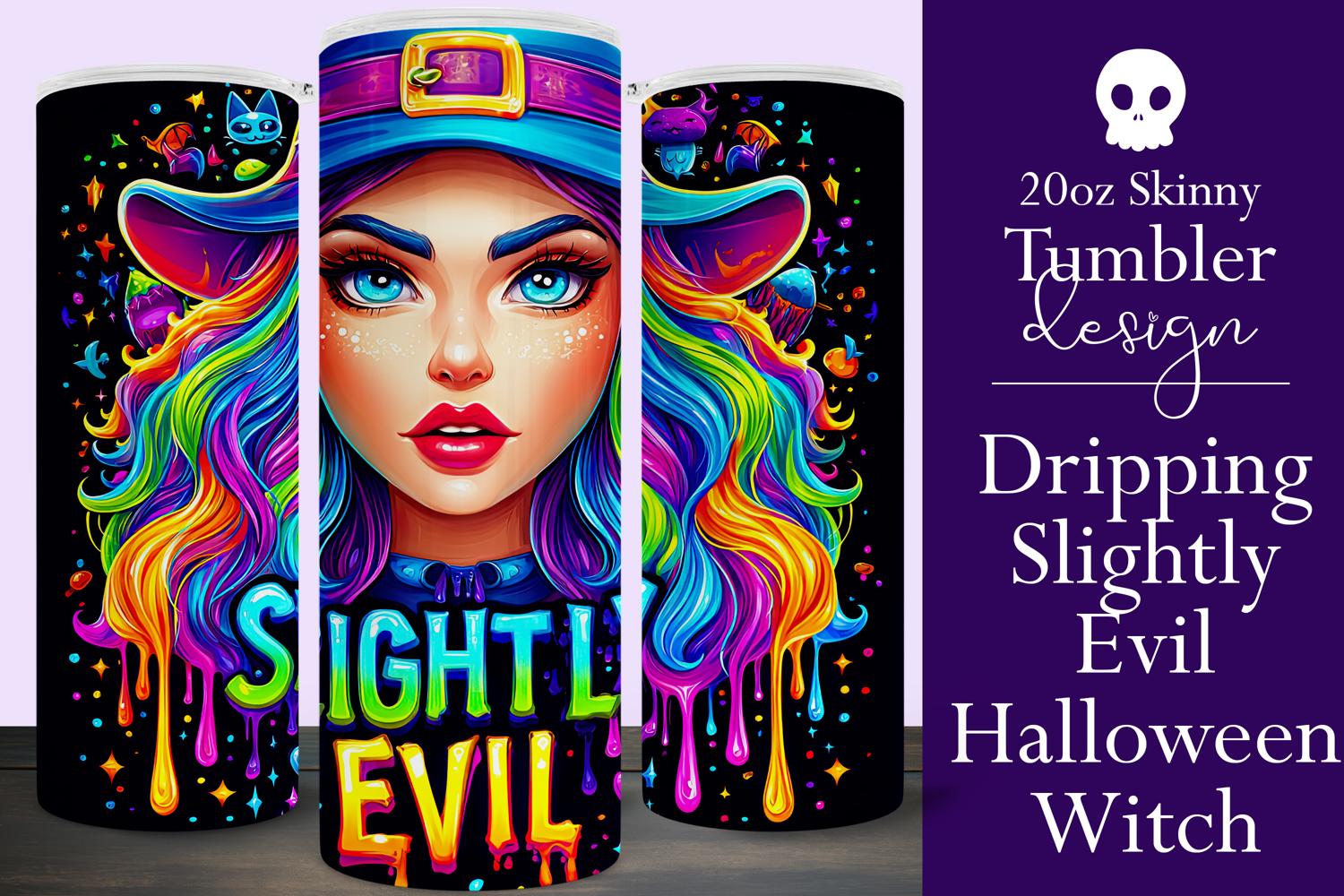 Halloween Tumbler Wrap, Slightly Evil Witch Tumbler, t38 product image 1