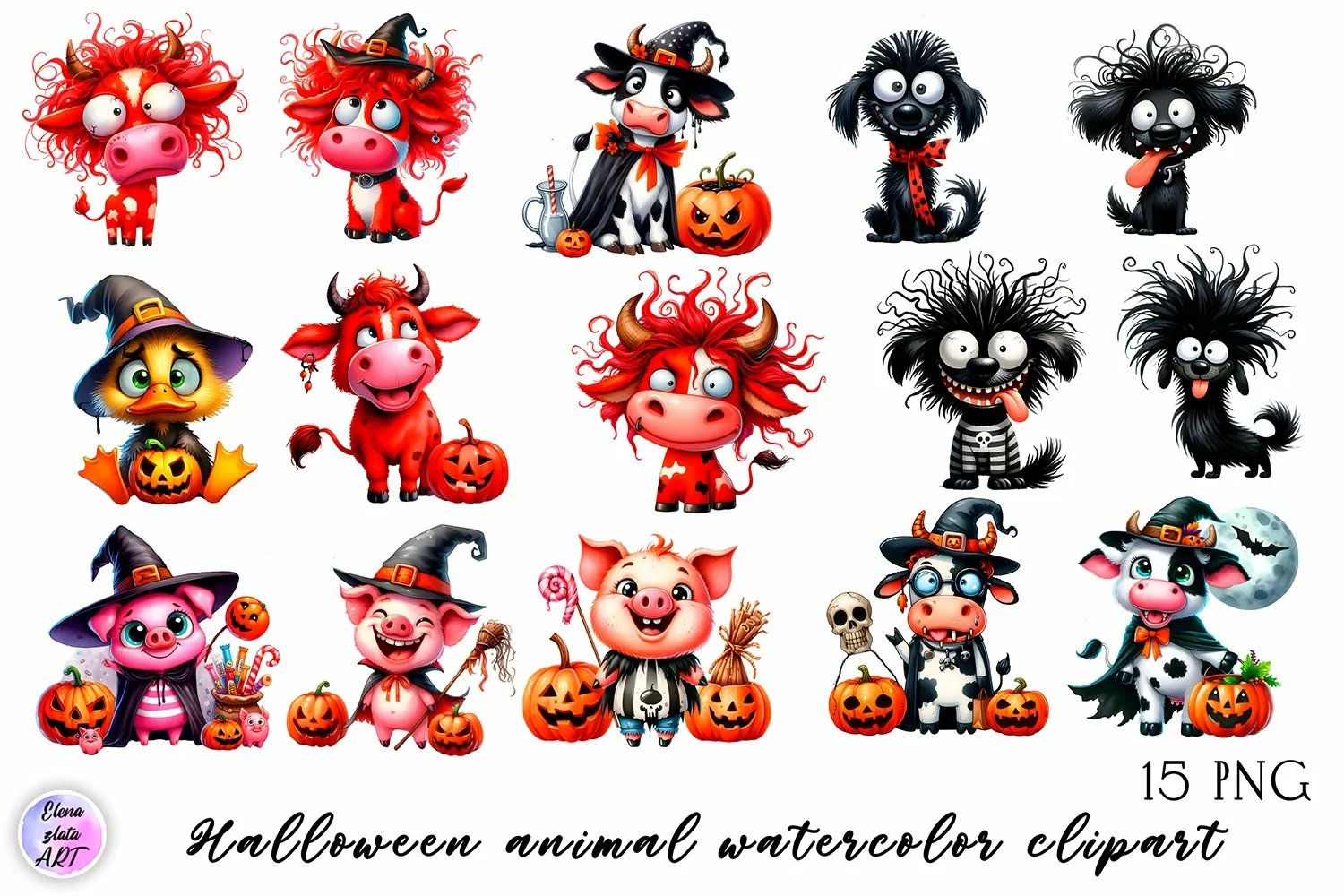 Funny animal, Sarcastic halloween Clipart product image 1