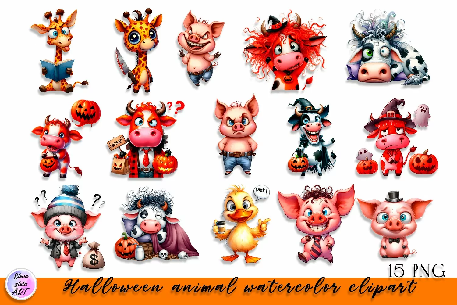 Funny animal, Sarcastic halloween Clipart product image 1