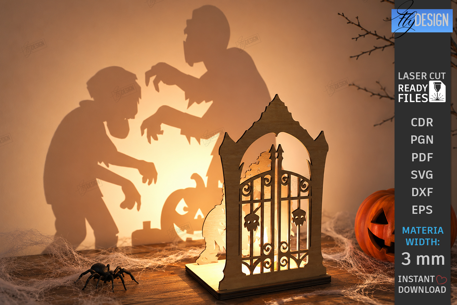 Halloween Candle Holder Laser Cut | 3D Spooky Shadow Lantern product image 1