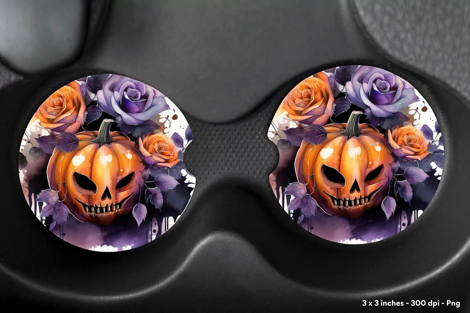 Halloween Car Coasters  Pumpkin Coaster Sublimation Designs