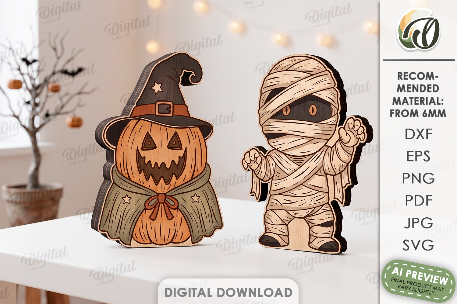 Halloween Characters Stands Laser Cut. Halloween Decor SVG product image 1
