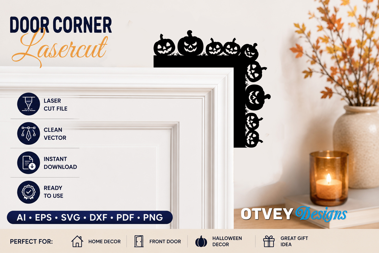 Halloween Door Corner Decoration Lasercut File product image 1