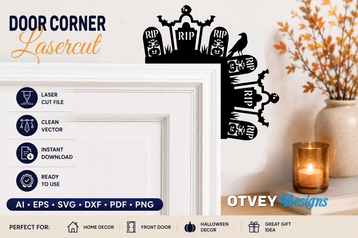 Halloween Door Corner Decoration Lasercut File product image 1