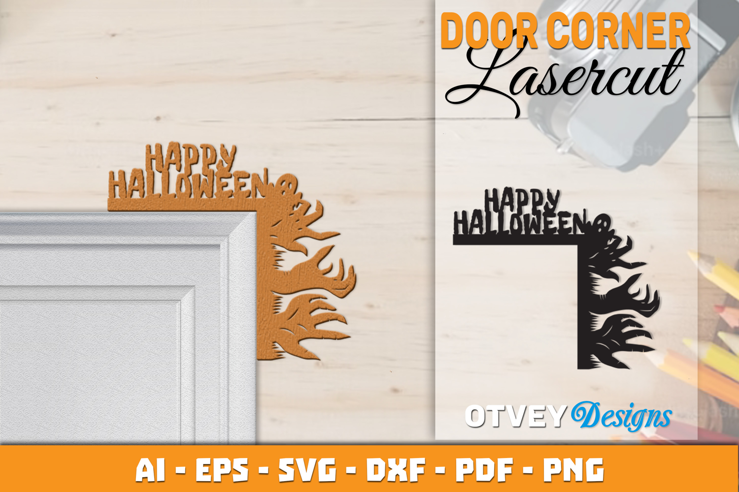 Halloween Door Corner Decoration Lasercut File product image 1