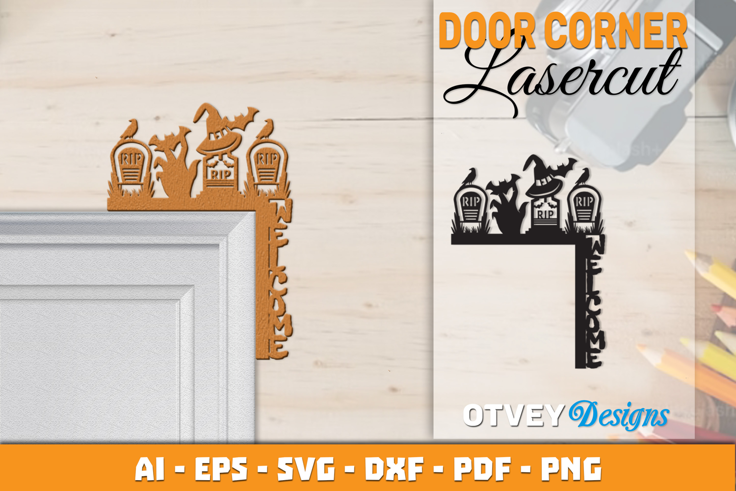 Halloween Door Corner Decoration Lasercut File product image 1