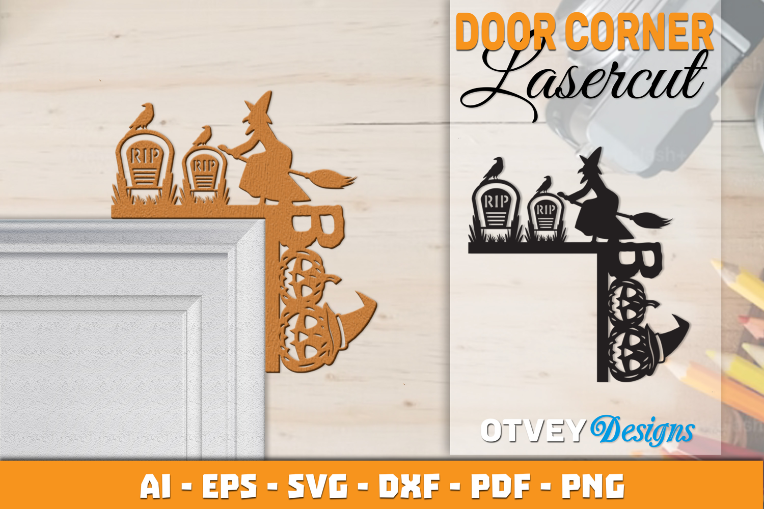 Halloween Door Corner Decoration Lasercut File product image 1