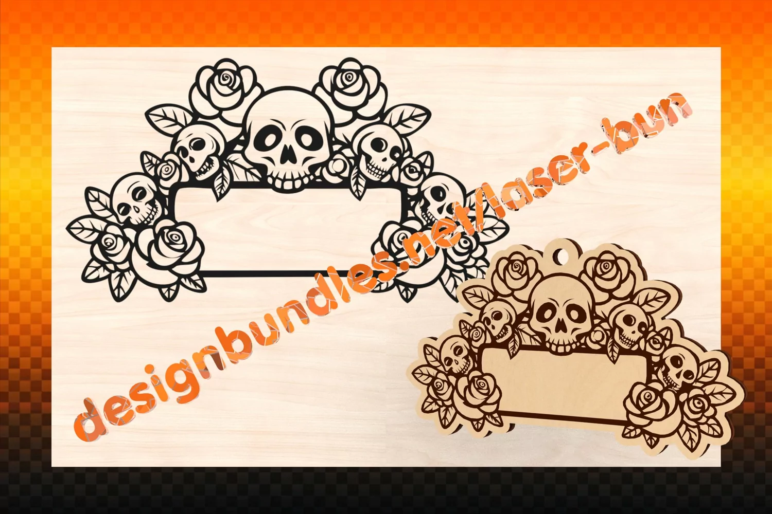 Laser cut and engraving Halloween Sculls tag. SVG PDF AI product image 1