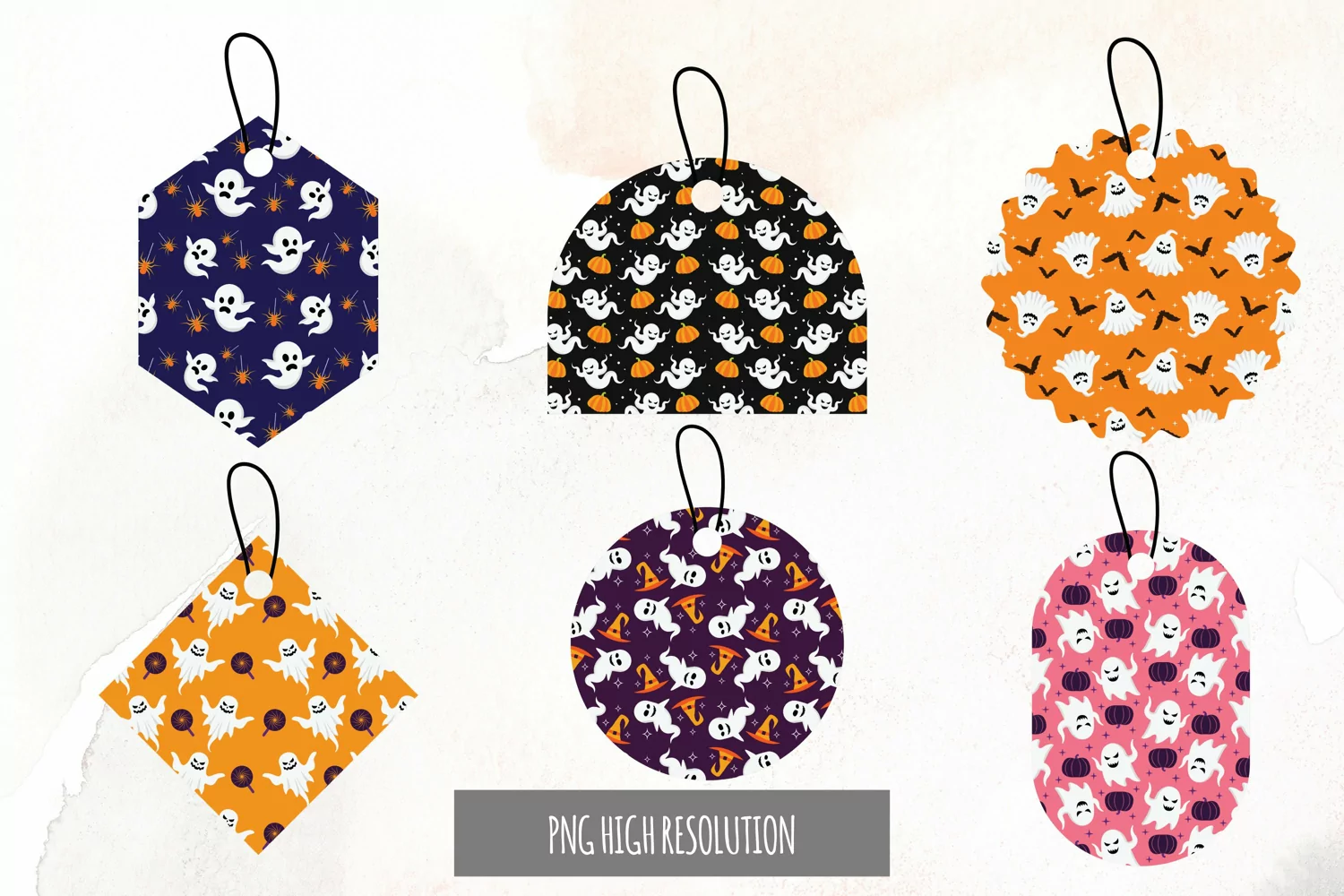 Halloween Ghost Patterned Shaped Tag product image 1