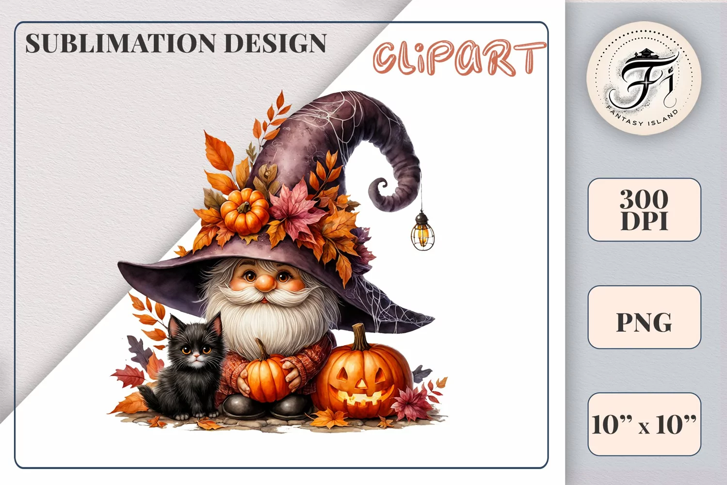 Discover a cozy Halloween gnome watercolor clipart perfect for autumn designs. Ideal for scrapbooking, greeting cards, and festive decorations. Add a touch of mystery to your creative projects!