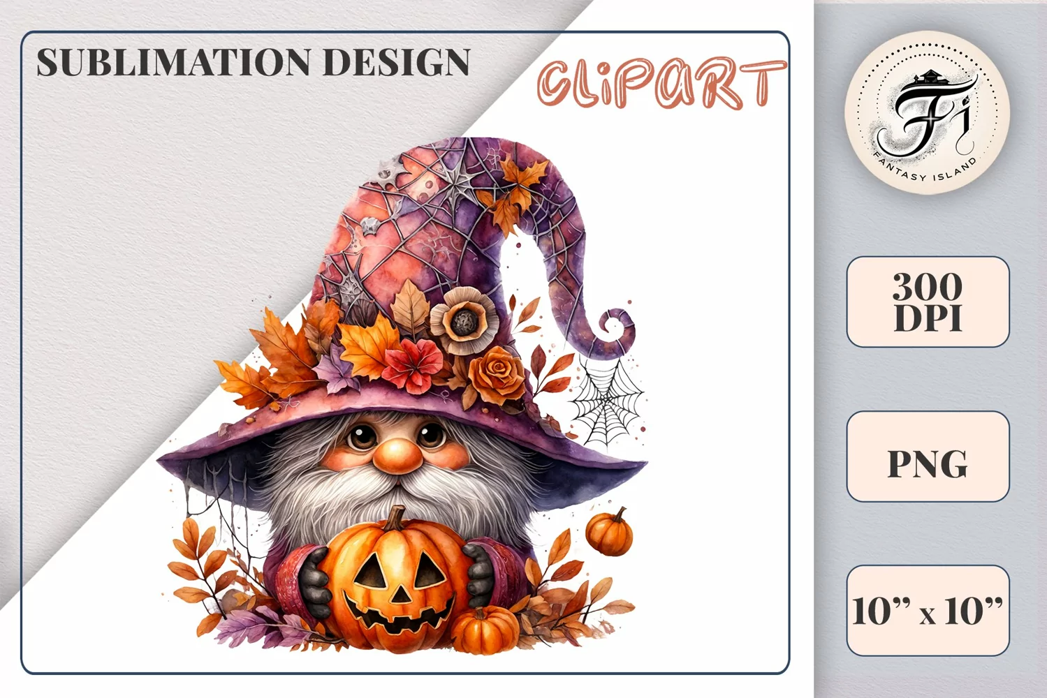 Discover a cozy Halloween gnome watercolor clipart perfect for autumn designs. Ideal for scrapbooking, greeting cards, and festive decorations. Add a touch of mystery to your creative projects!