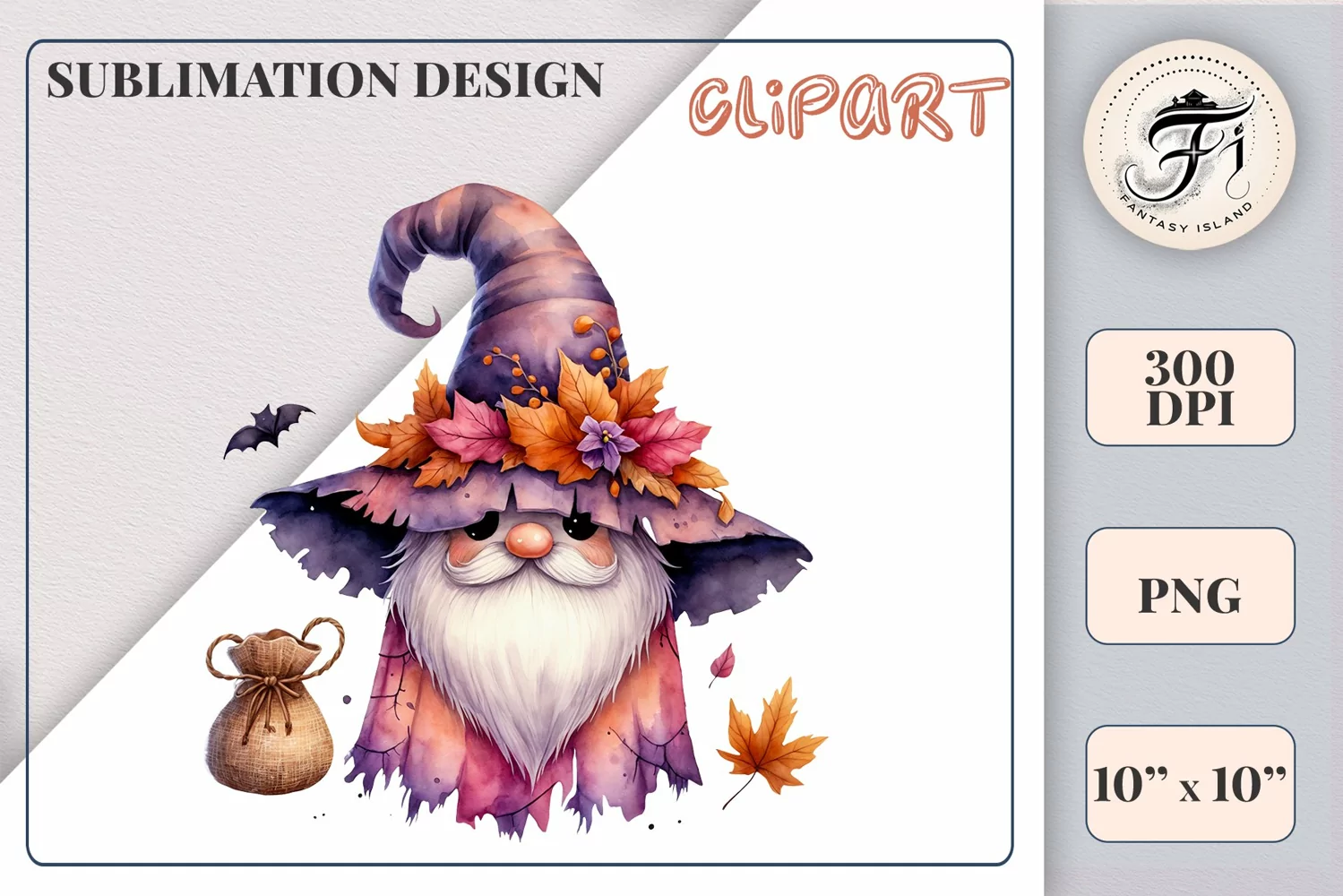 Discover a cozy Halloween gnome watercolor clipart perfect for autumn designs. Ideal for scrapbooking, greeting cards, and festive decorations. Add a touch of mystery to your creative projects!
