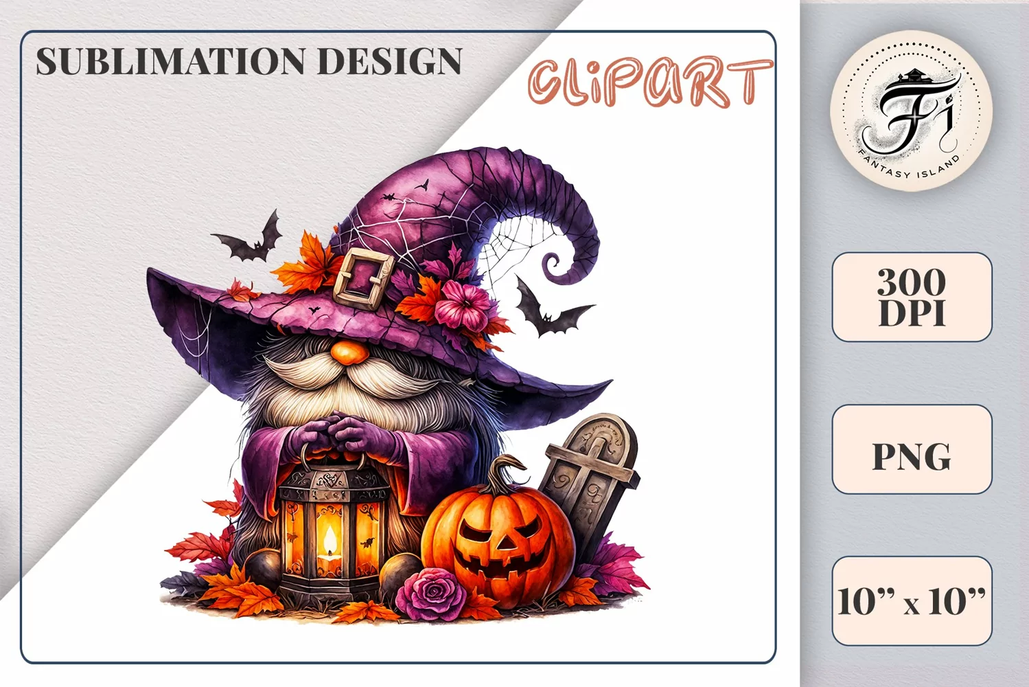 Discover a cozy Halloween gnome watercolor clipart perfect for autumn designs. Ideal for scrapbooking, greeting cards, and festive decorations. Add a touch of mystery to your creative projects!