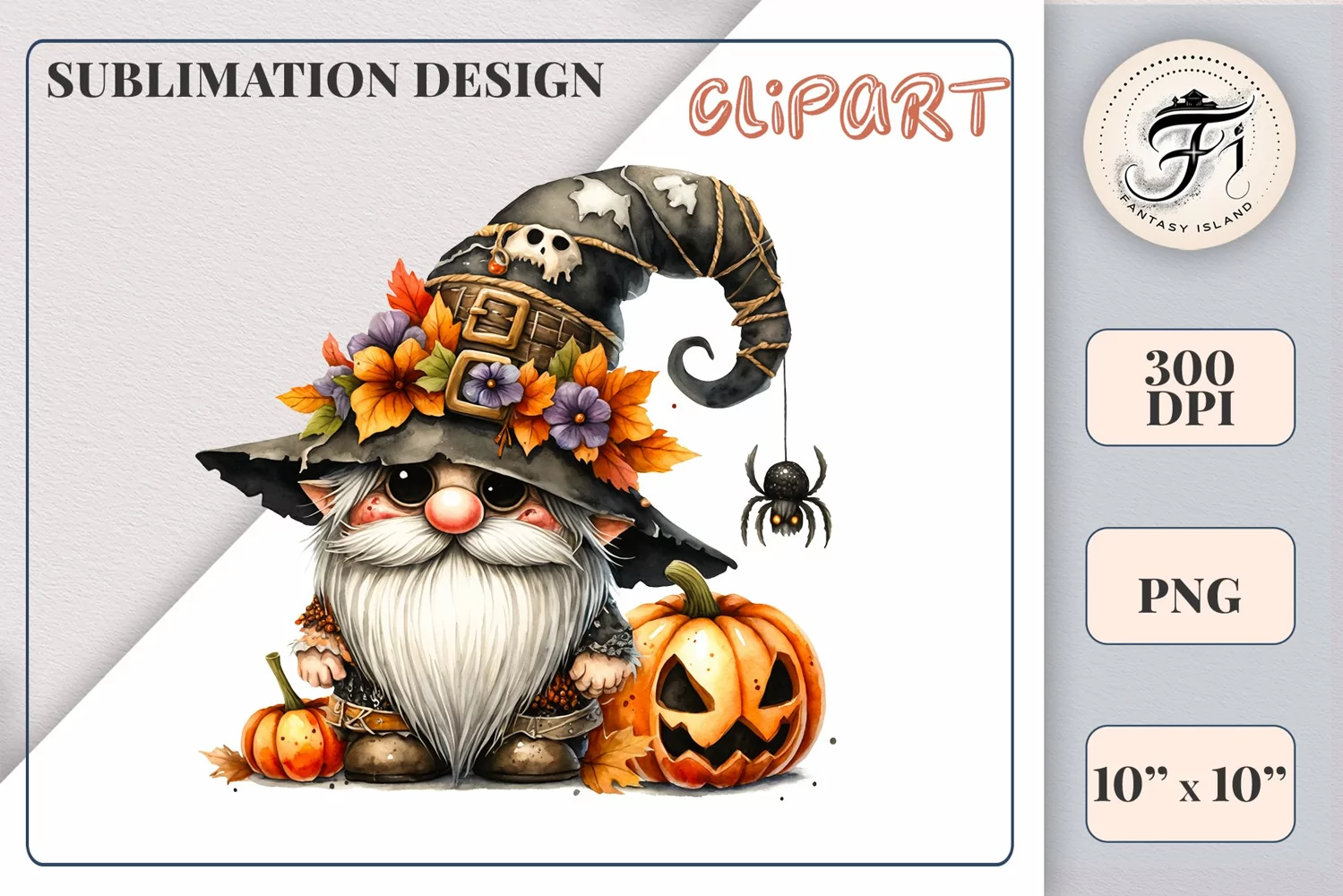 Discover a cozy Halloween gnome watercolor clipart perfect for autumn designs. Ideal for scrapbooking, greeting cards, and festive decorations. Add a touch of mystery to your creative projects!