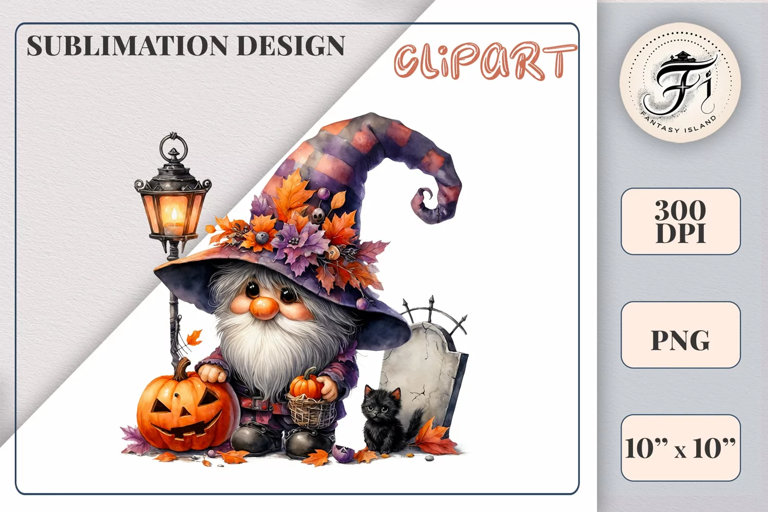 Discover a cozy Halloween gnome watercolor clipart perfect for autumn designs. Ideal for scrapbooking, greeting cards, and festive decorations. Add a touch of mystery to your creative projects!