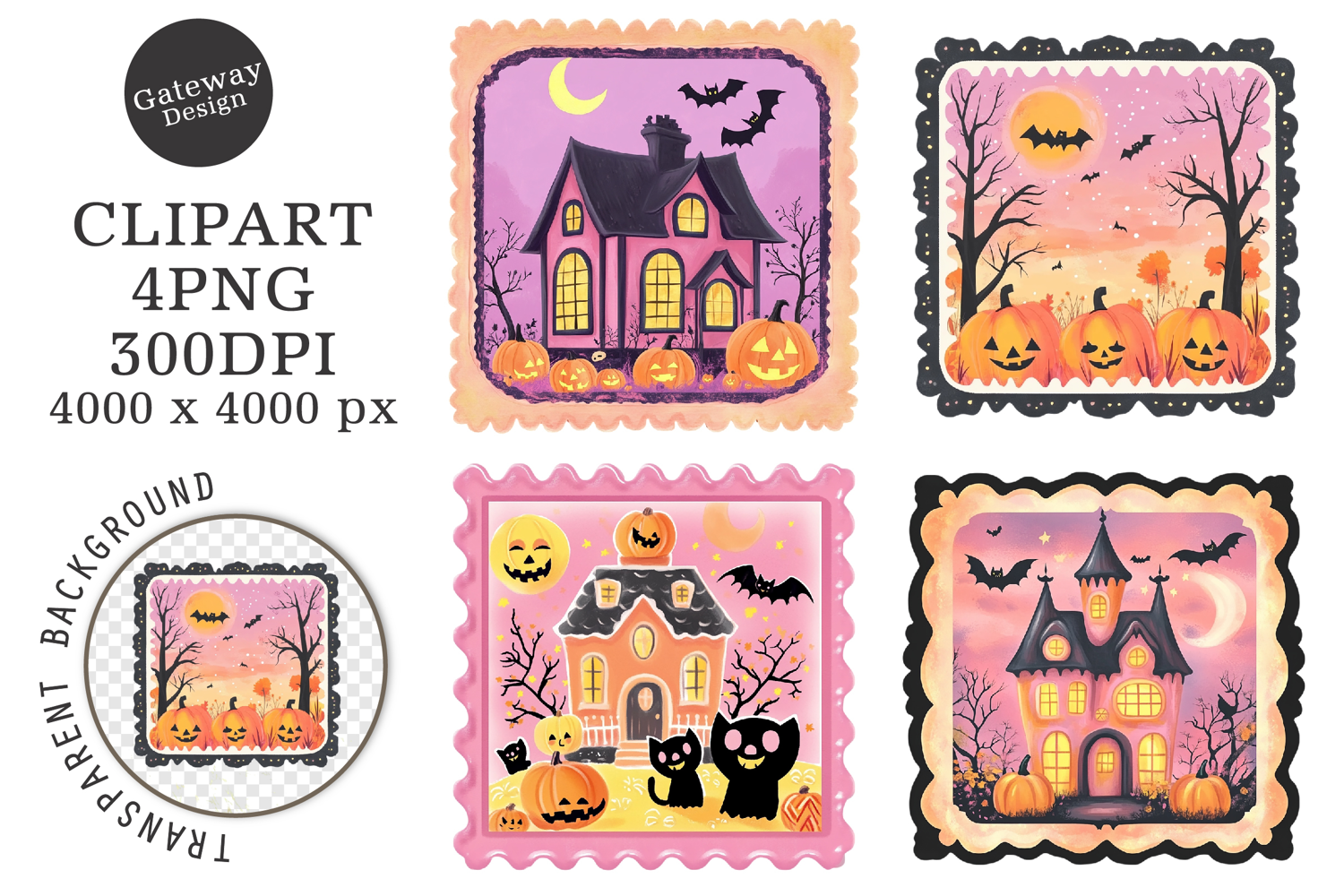 Halloween Postage Stamp Clipart product image 1