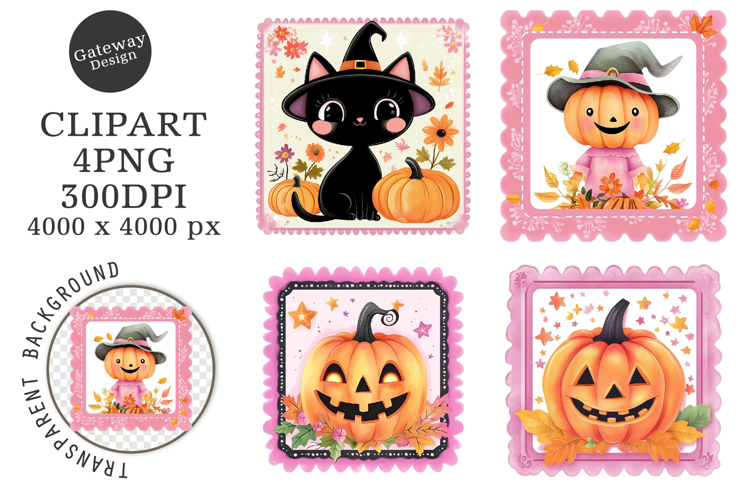 Halloween Postage Stamp Clipart product image 1